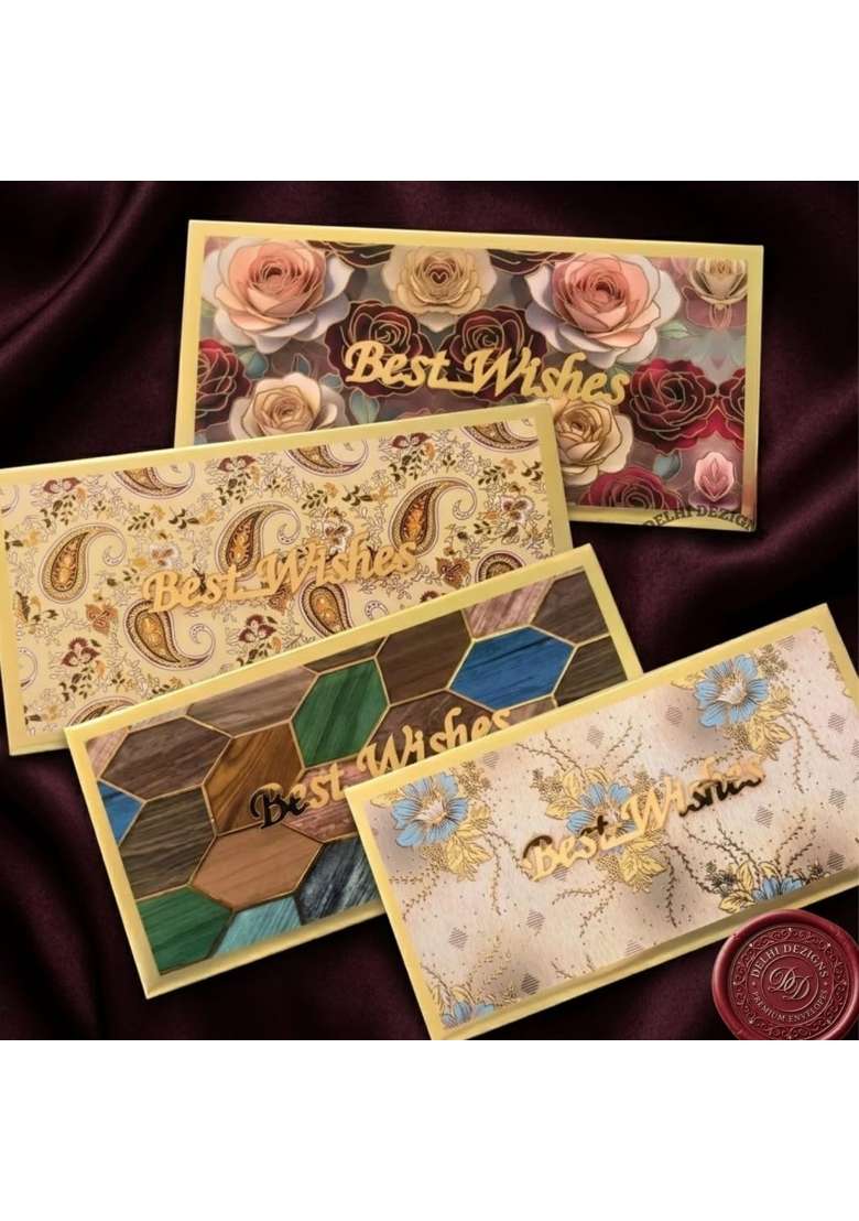 Delhi Dezigns Shagun Envelopes for Gifting Money in Wedding Sagan Birthday Return Gift in Fully Mgi Pack of 4 - Indya