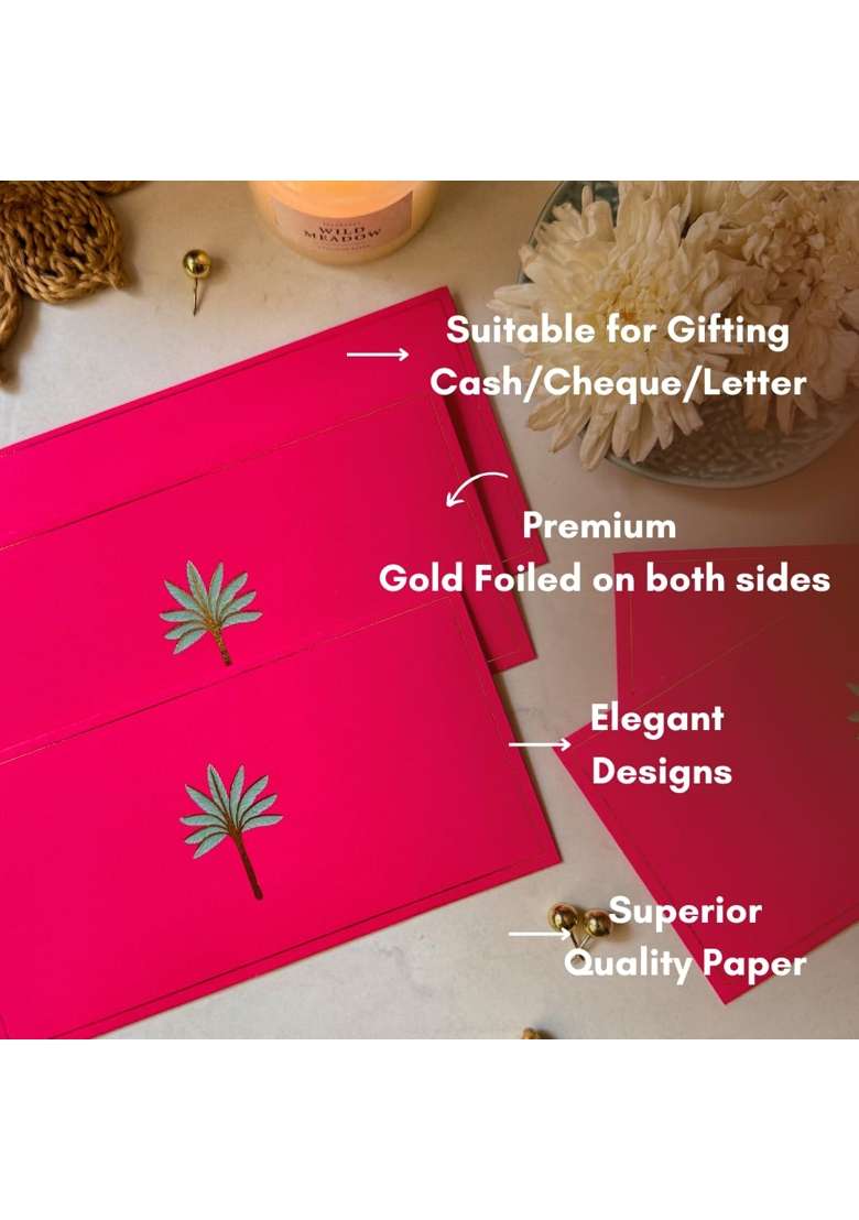 Be Stories the Royal Palm 190 GSM Rectangle Shape Cash Envelopes Shagun Lifafa for Gifting Money Pack of 5 - Indya