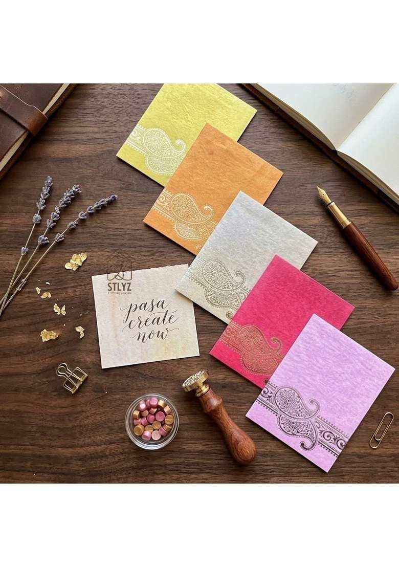 Stlyz Multicolour Money Gift Envelopes Handmade Printed Shagun Cash Envelope Lifafa for Wedding Pack of 100 - Indya