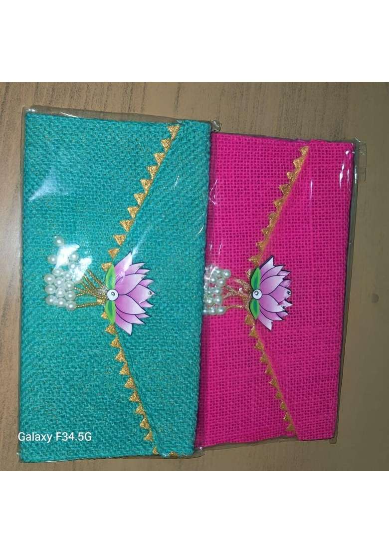 Jute Envelopes for Gifting Money Shagun Wedding Birthday Multicolor Pack of 6 - Indya