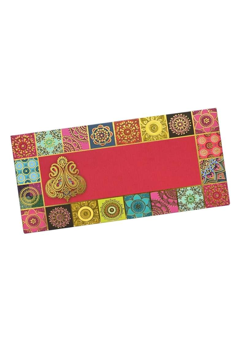 Vanya Creations Traditional Design Shagun Envelopes for Gifting Cash Money Cover Velvet Finish Paper Pack of 50 - Indya