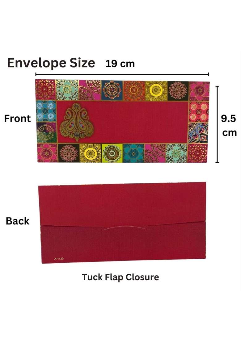 Vanya Creations Traditional Design Shagun Envelopes for Gifting Cash Money Cover Velvet Finish Paper Pack of 50 - Indya