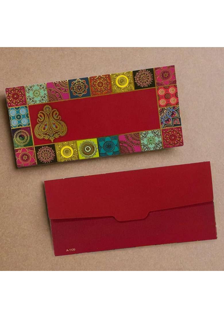 Vanya Creations Traditional Design Shagun Envelopes for Gifting Cash Money Cover Velvet Finish Paper Pack of 50 - Indya