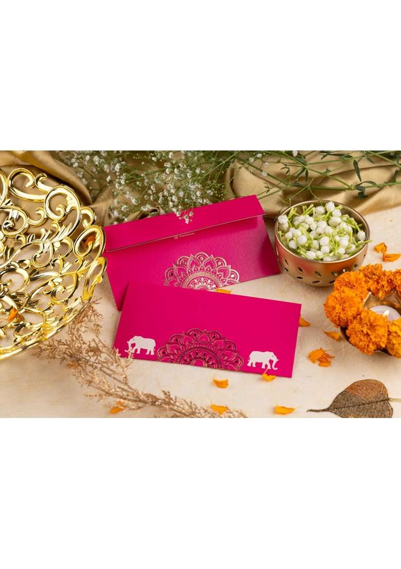 Be Stories Royal Elegance Print Rectangle Shape Cash Envelopes Shagun Lifafa for Gifting Money Pack of 5 - Indya