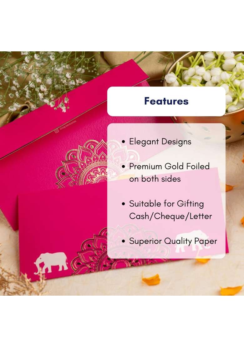 Be Stories Royal Elegance Print Rectangle Shape Cash Envelopes Shagun Lifafa for Gifting Money Pack of 5 - Indya