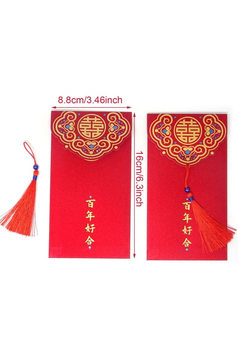 Honbay 10Pcs 8 Point 8x16cm 3 Point 46x6 Point 3Inch Glitter Chinese Red Envelopes Lucky Hongbao Money Pockets - Indya