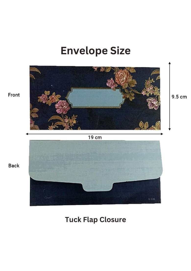 Vanya Creations Golden Floral Design Shagun Envelopes for Gifting Cash Money Cover Velvet Finish Pack of 30 - Indya