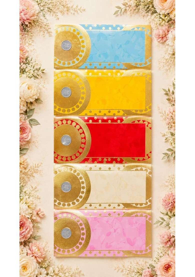 Shagun Money Envelopes with Gold Foil Print Envelopes for Gifting Sagan Lifafa Wedding Occasion Cash Money 100 - Indya