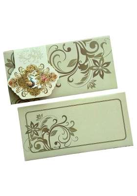 Vanya Creations 3 FOLD Peacock Design Shagun Envelopes for Gifting Cash Money Cover Matte Finish Pack of 20
