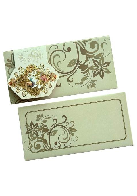 Vanya Creations 3 FOLD Peacock Design Shagun Envelopes for Gifting Cash Money Cover Matte Finish Pack of 20
