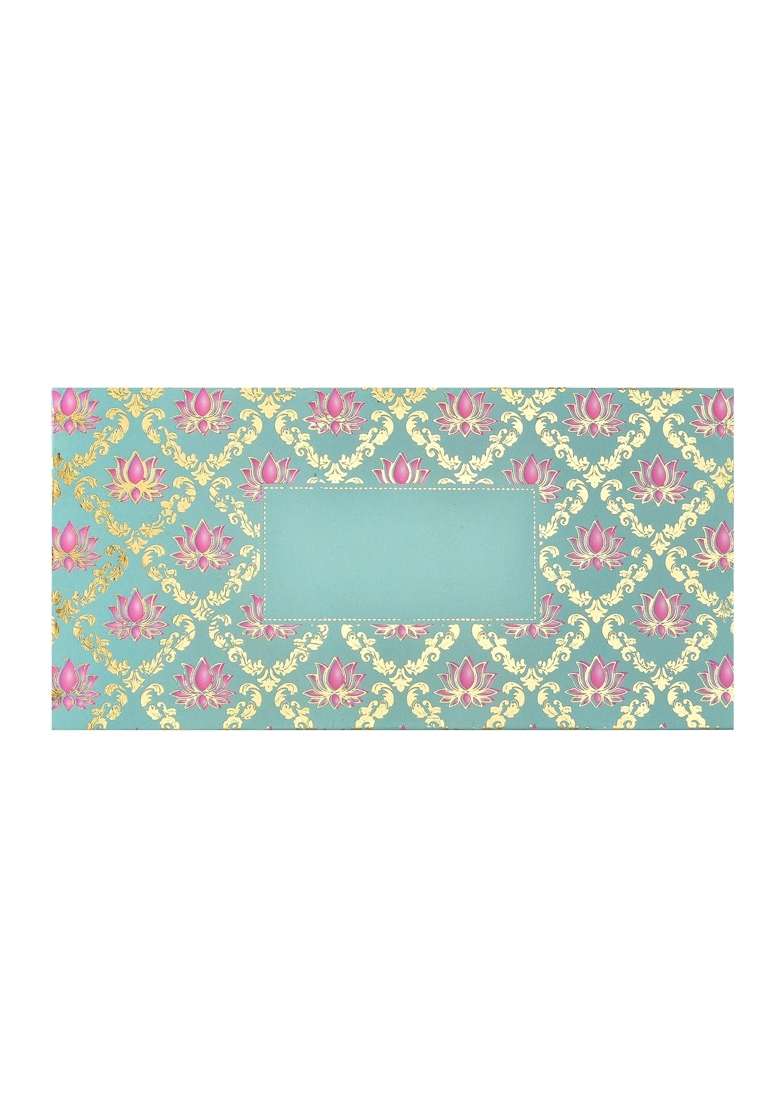 Fonsie Blue Cash Shagun Fancy Design Envelopes for Gifting Money on Wedding Gift Baby Shower Gift Pack of 75 - Indya