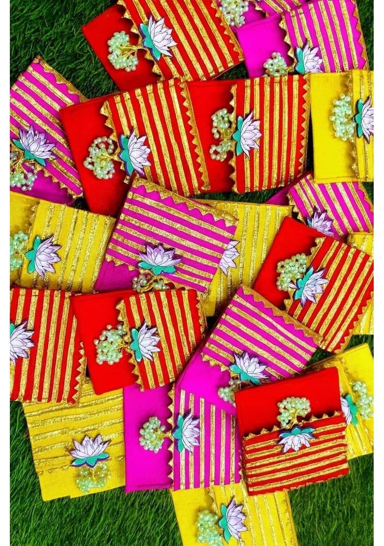Small Gota Patti Envelope for Wedding Birthday Shagun Money Gifting Pack of 6 - Indya