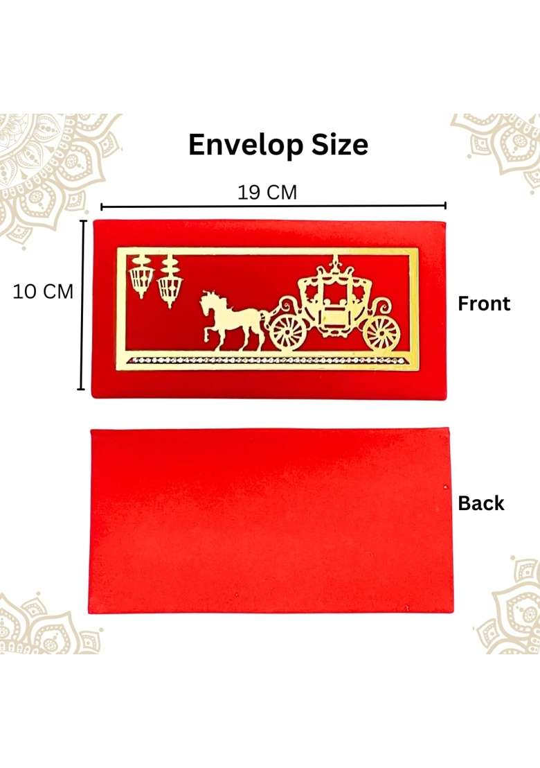 Vanya Creations Rectangle Shape Velvet Cloth Fabric with Acrylic Cut Horse Chariot Design Shagun Pack of 4 - Indya