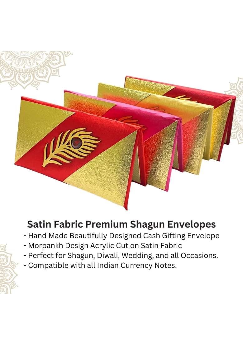 Vanya Creations Rectangle Shape Satin Cloth Fabric with Acrylic Morpankh Design Designer Fancy Pack of 4 - Indya