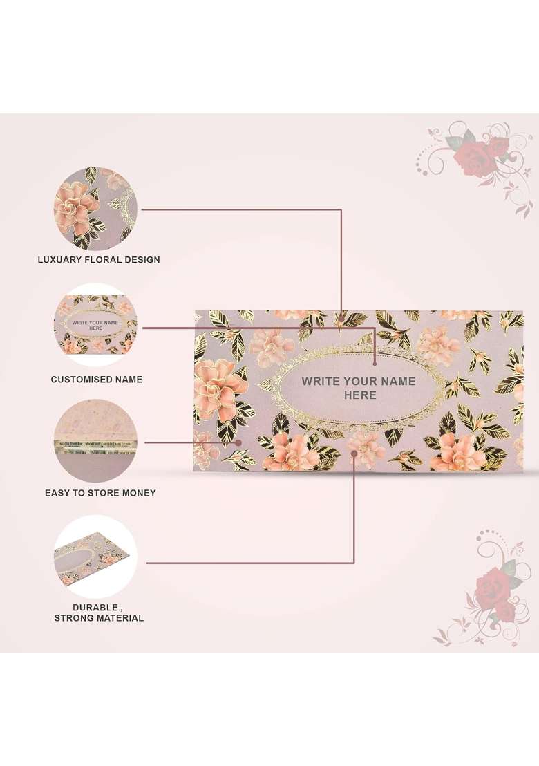 Fonsie Purple Cash Shagun Fancy Design Envelopes for Gifting Money on Wedding Gift Baby Shower Gift Pack of 50 - Indya