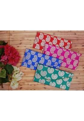 Saudeep India Raw Silk Fabric Brocade Design Money Gift Envelopes for Wedding Marriage Birthday Pack of 15