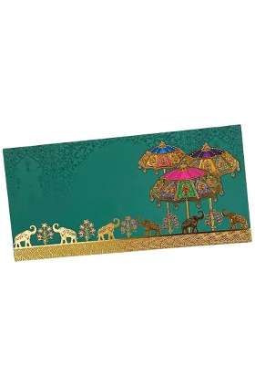 Vanya Creations Elephant Umbrella Design Shagun Envelopes for Gifting Cash Money Cover Velvet Finish Pack of 20