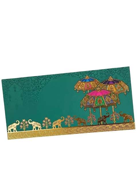 Vanya Creations Elephant Umbrella Design Shagun Envelopes for Gifting Cash Money Cover Velvet Finish Pack of 20