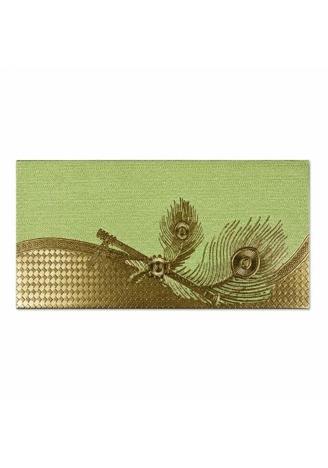 DEV Sanket Sage Green Decorative Shagun Money Envelopes with Diagonal Pattern and Floral Motif Pack of 5