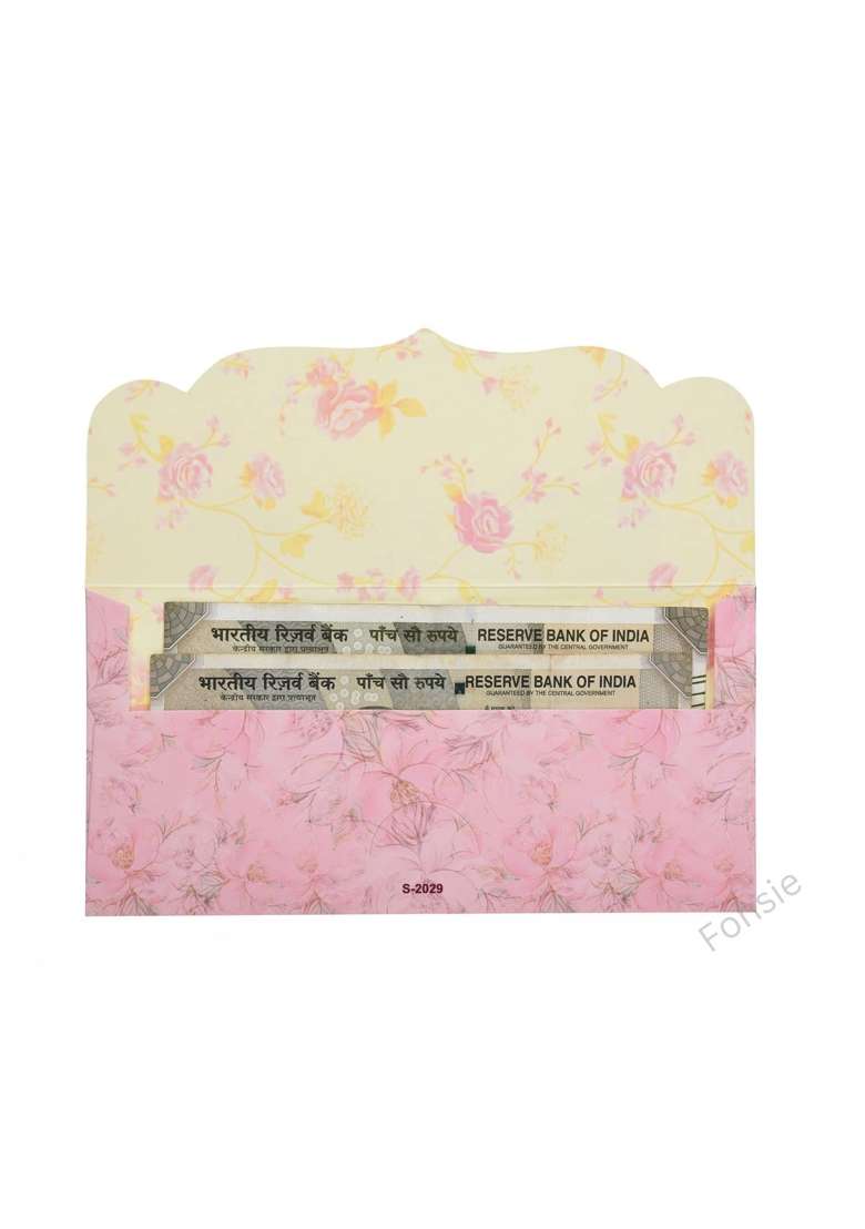 Fonsie Pink Floral Gold Design Pcs Cash Envelopes for Gifting Money on Wedding Gift Baby Shower Gift Pack of 30 - Indya