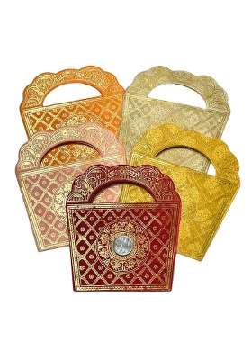 Vanya Creations Basket Look Metallic Paper Designer Shagun Envelope with Coin for Gifting Cash Sagan Pack of 100
