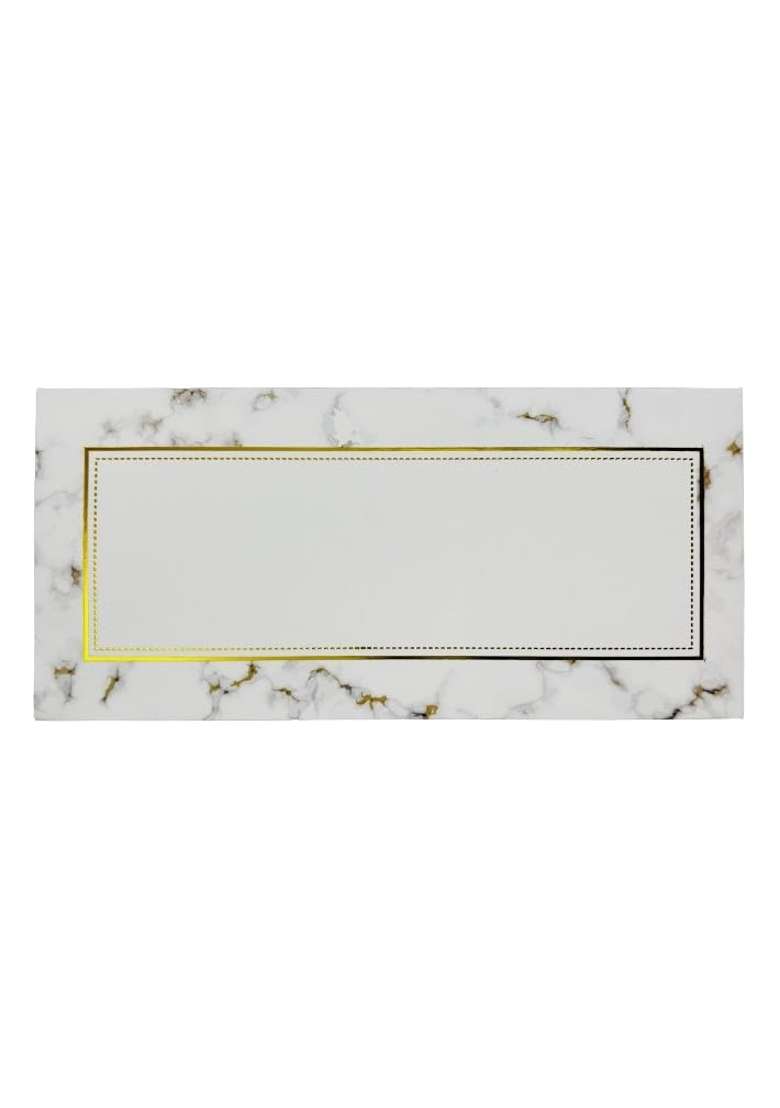 Blessings Money Gifting Envelopes Stone Design White Colour with Golden Border Set of 100 - Indya