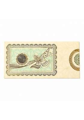 DEV Sanket Sage Green and Gold Floral Vine Medallion Shagun Money Envelopes for Cash Gift Cards Pack of 5
