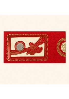 DEV Sanket Red and Gold Floral Vine Medallion Shagun Money Envelopes for Cash Gift Cards Pack of 5