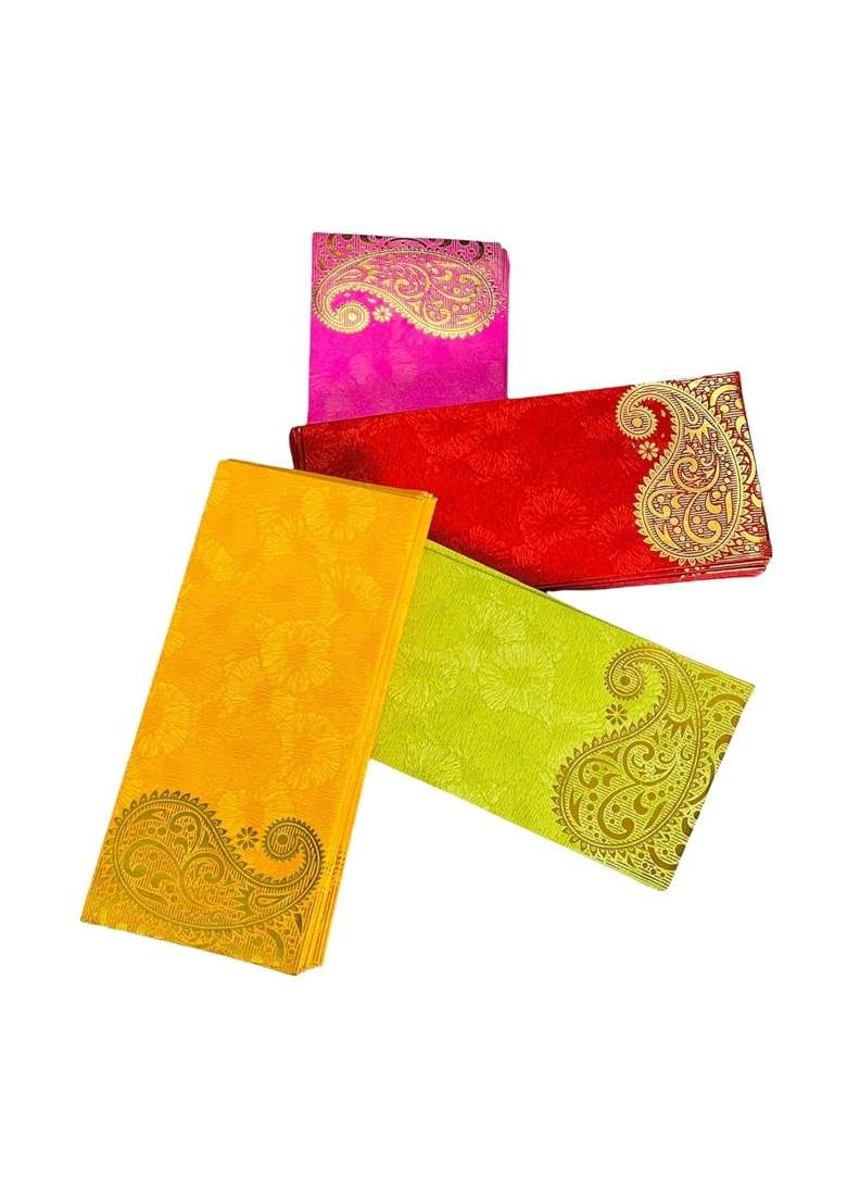Srivi Colourful Designer Shagun Lifafa Money Gift Envelope Digitally Printed for Gifting Money Pack of 50 - Indya