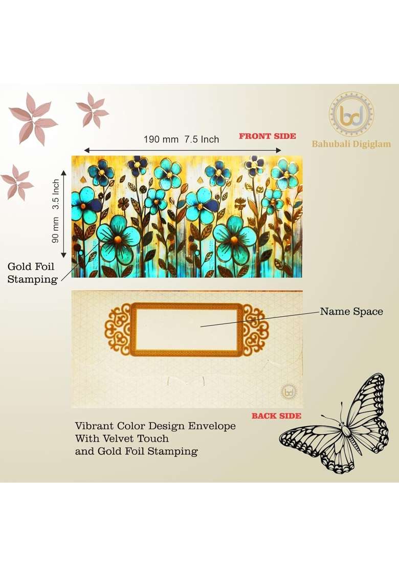 Bahubali Digiglam Gold Printed Design Shagun Envelopes for Wedding Lifafa Pack of 40 - Indya