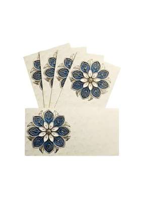 Nayashi Shagun Envelopes for Wedding Blue and Gold Floral Mandala Design Set of 20