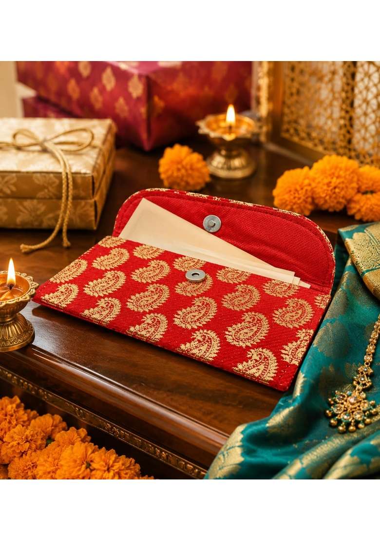 Decorative Embroidered Wedding Shagun Gift Envelopes for Cash and Gift Cards Pack of 10 - Indya