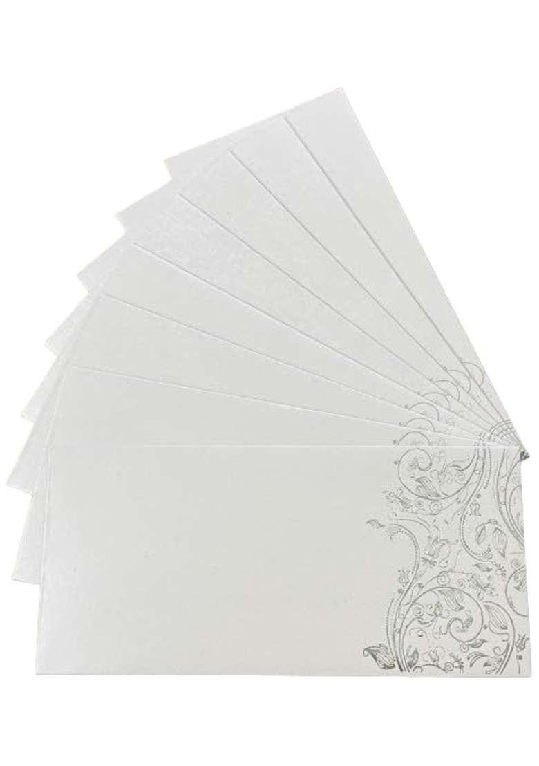 Blessings Gift Money Shagun Envelopes Silver Foil on Scented Metallic Paper Set of 100 - Indya