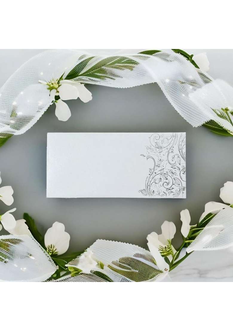 Blessings Gift Money Shagun Envelopes Silver Foil on Scented Metallic Paper Set of 100 - Indya