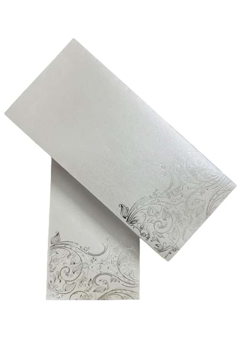 Blessings Gift Money Shagun Envelopes Silver Foil on Scented Metallic Paper Set of 100 - Indya