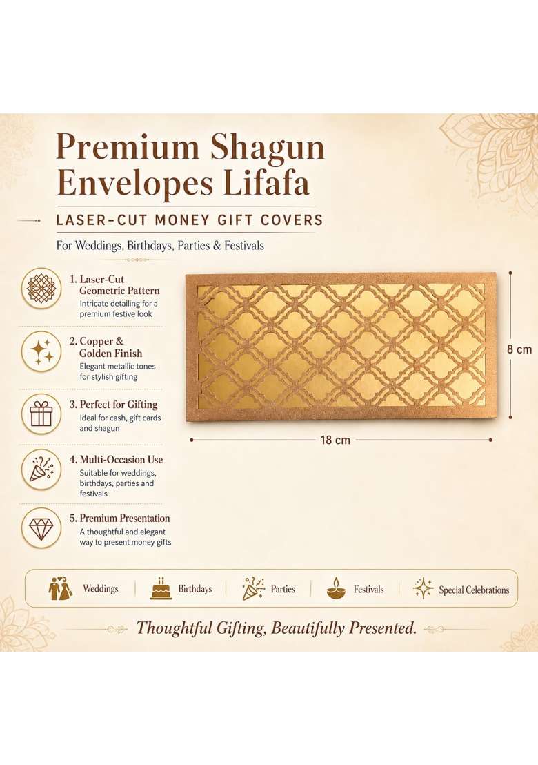Izels Premium Shagun Envelopes Lifafa Laser Cut Money Gift Covers for Weddings Birthdays Pack of 30 - Indya