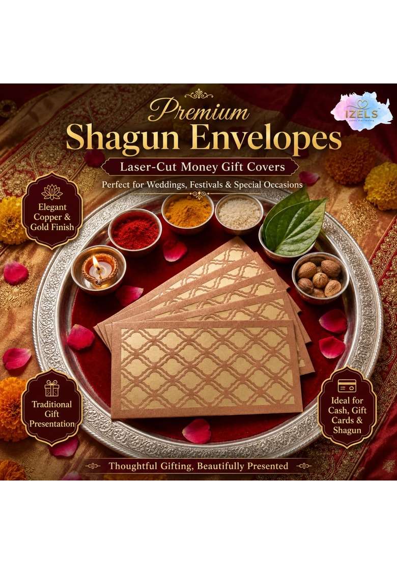 Izels Premium Shagun Envelopes Lifafa Laser Cut Money Gift Covers for Weddings Birthdays Pack of 30 - Indya