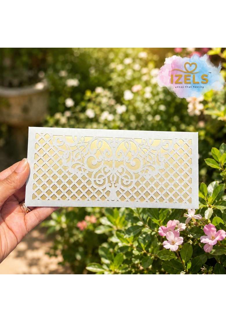 Izels Premium Shagun Envelopes Lifafa Laser Cut Money Gift Covers for Weddings Birthdays Pack of 30 - Indya