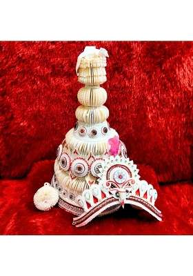 Pujadukaan White Topor Mukut of Groom and Bride Set for Bengali Wedding Classic