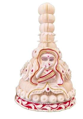 White Elite Bengali Wedding Topor for Groom Traditional Shola Pith Handmade Bridal Topor