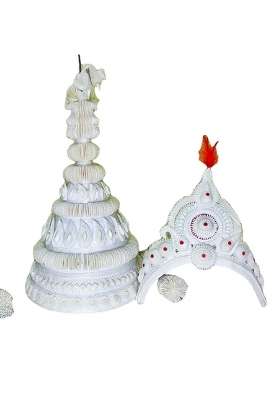 Pujadukaan Topor Mukut Set for Bengali Wedding Premium White NB