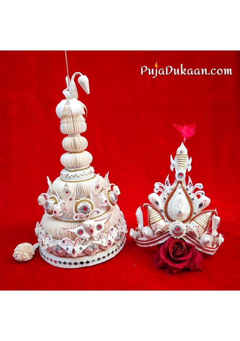 Pujadukaan Topor Mukut for Bengali Wedding and Boron Dala Full Set Complete Package - Indya