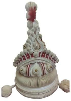 White Premium Bengali Wedding Topor for Groom Traditional Sholapith Handmade