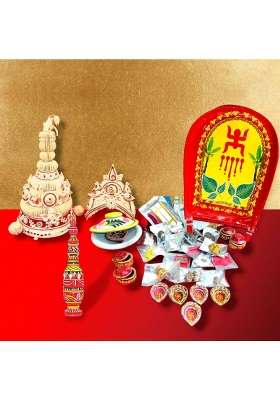 Multicolour Bells and Glitters Bengali Wedding Supplies Kit Traditional Marriage Ceremony Decoration Set