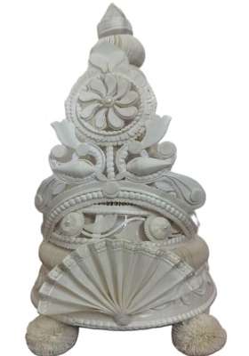 White Premium Bengali Wedding Topor for Groom Traditional Sholapith Handmade