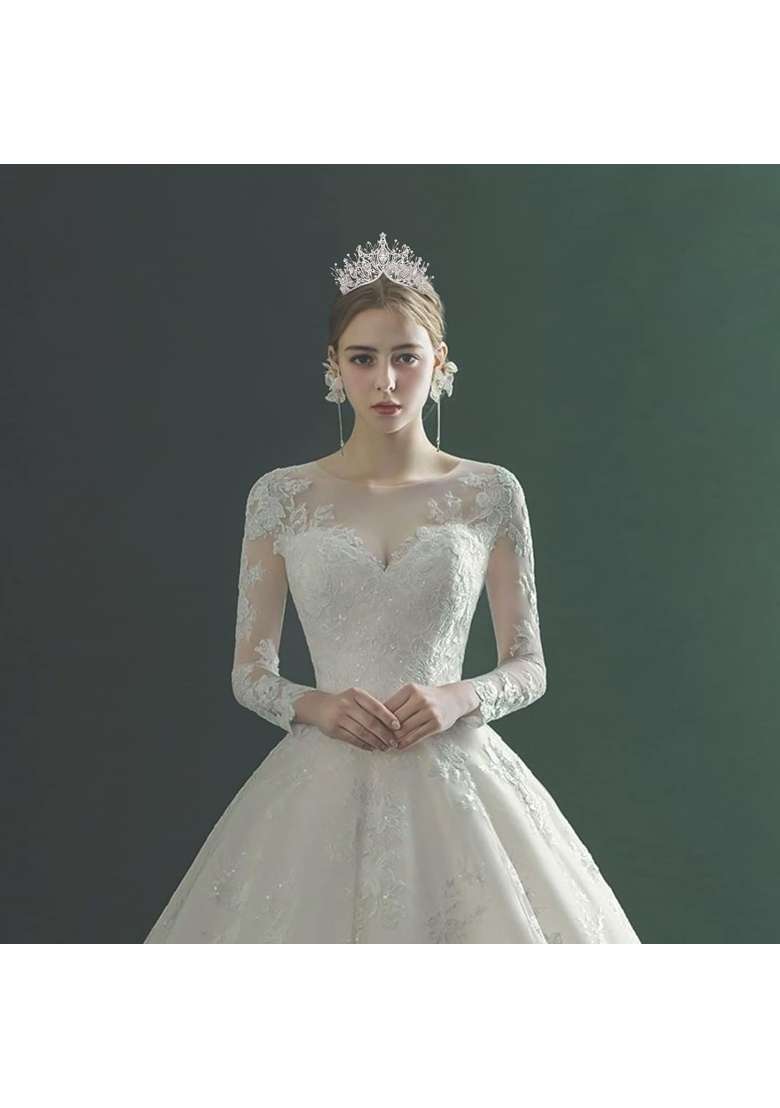 Yolmina Baroque Queen Crown Rhinestone Wedding Tiaras and Crown for Bride Handmade Crystal Headband Tiara - Indya