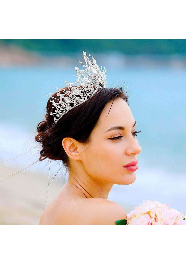 Gangel Baroque Costume Wedding Crowns Queen Tiaras Vintage Crowns Rhinestone Bride Wedding Crown Crystal Tiara - Indya