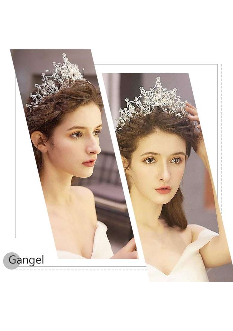 Gangel Baroque Costume Wedding Crowns Queen Tiaras Vintage Crowns Rhinestone Bride Wedding Crown Crystal Tiara - Indya