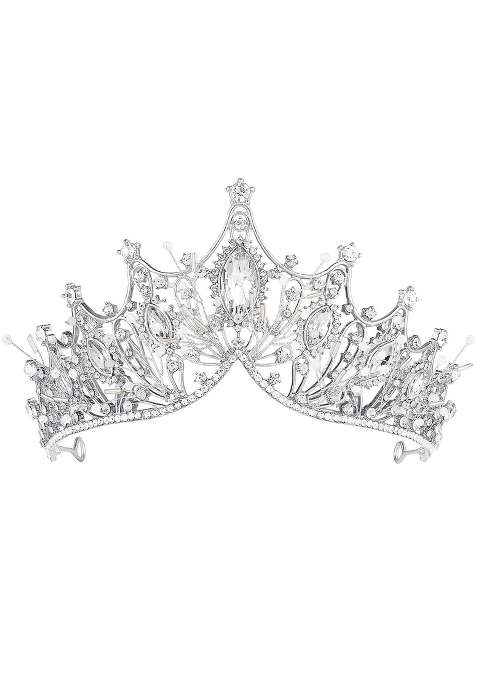 Moonight Wedding Crown for Bride Rhinestone Princess Tiara Silver Rose Gold Alloy Rhinestone