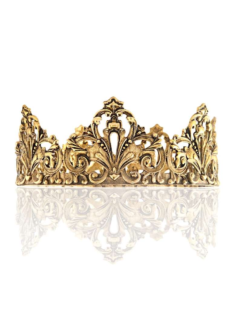 Yadirf Alloy King Queen Royal Full Round Crown Wedding Tiara Headbands Princess Crowns for Pageant Party Hair - Indya